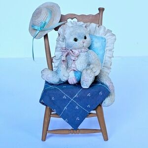 Vintage Calico Kittens Enesco Waiting for a Friend Like You Cat Chair Hat M994.2